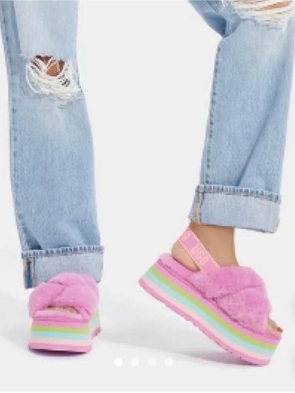 UGG Women’s Disco Knot Slide Pink Lavender Pastel Rainbow Sole